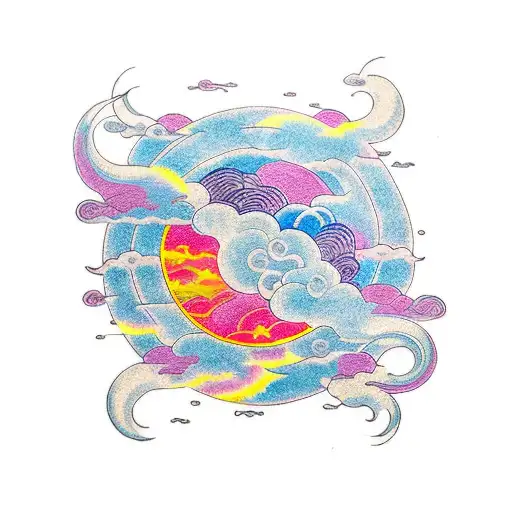 Sky With Clouds Sun Fire Rain