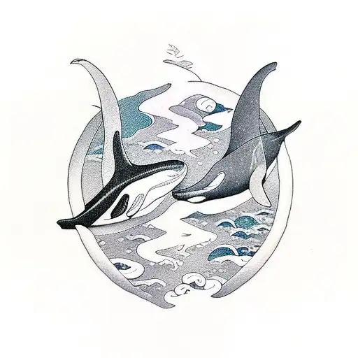 Two Orcas In Yin-yang Symbol