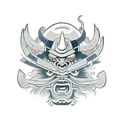 Samurai With Japanese Demon Face