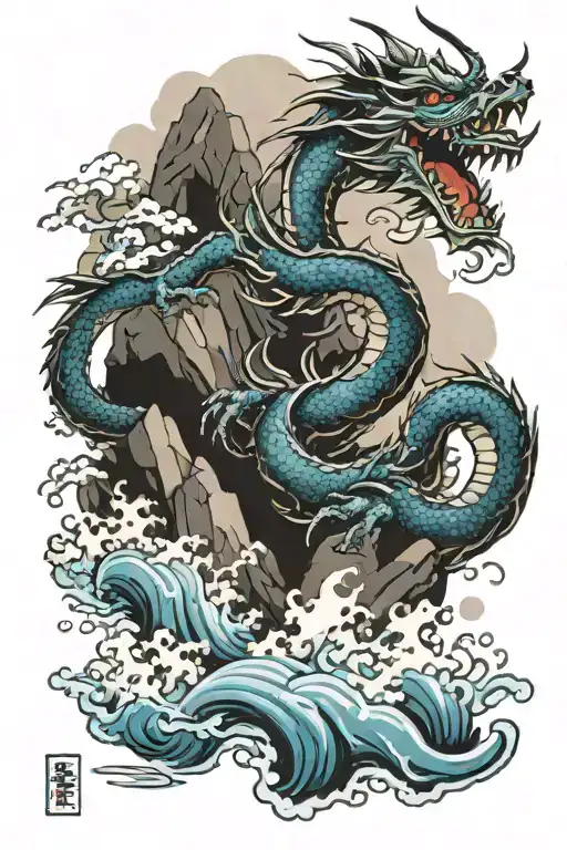 Dragon Water Sky Rocks Surrounded