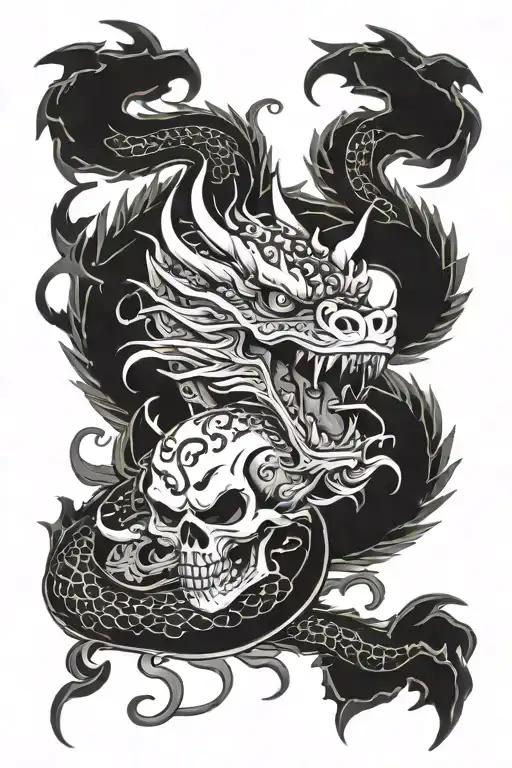 Dragon With Skulls