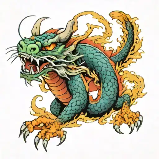 Dragon Figthing With A Tiger