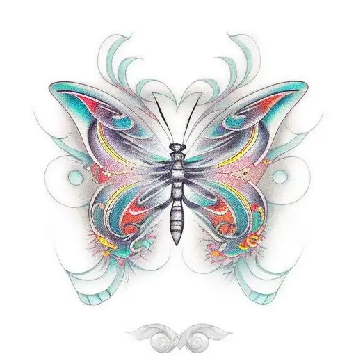 Butterfly With Fire Lines