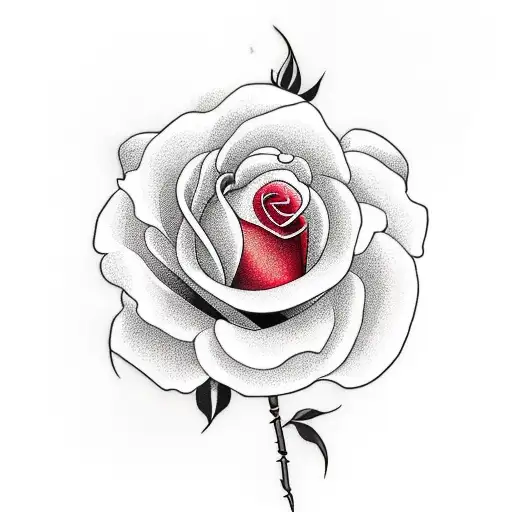 Red Rose With Foliage