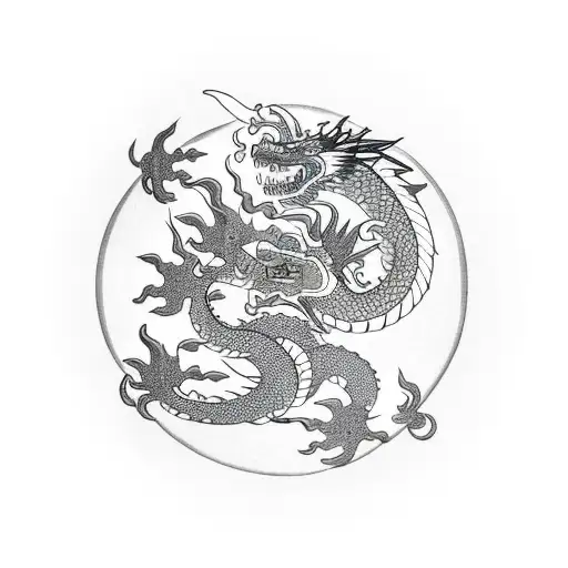 Dragon Breathing Fire While Flying Over A City Skyline