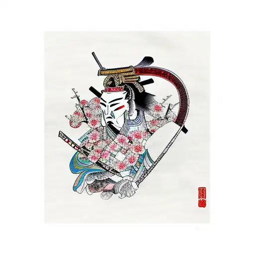 Samurai With Cherry Blossom