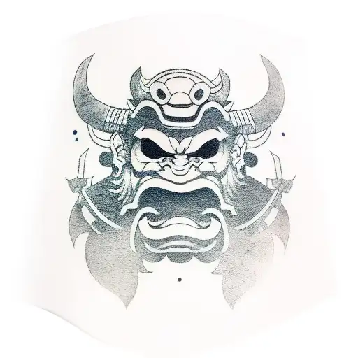 Oni Mask With Samurai Helmet On
