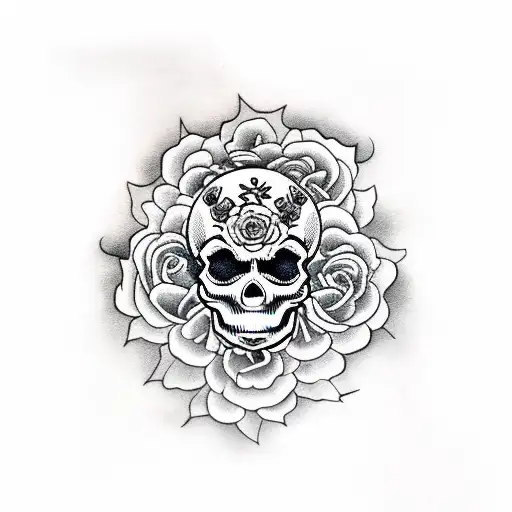 Skull With Roses