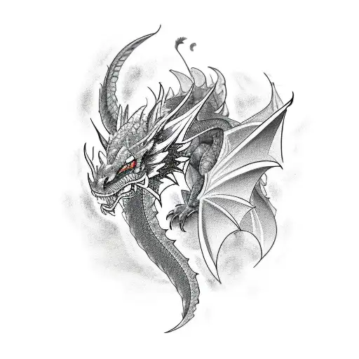 Design A Tattoo Featuring A Dragon In A Computer Game Setting