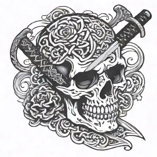 Skull And Knife Katana Sword