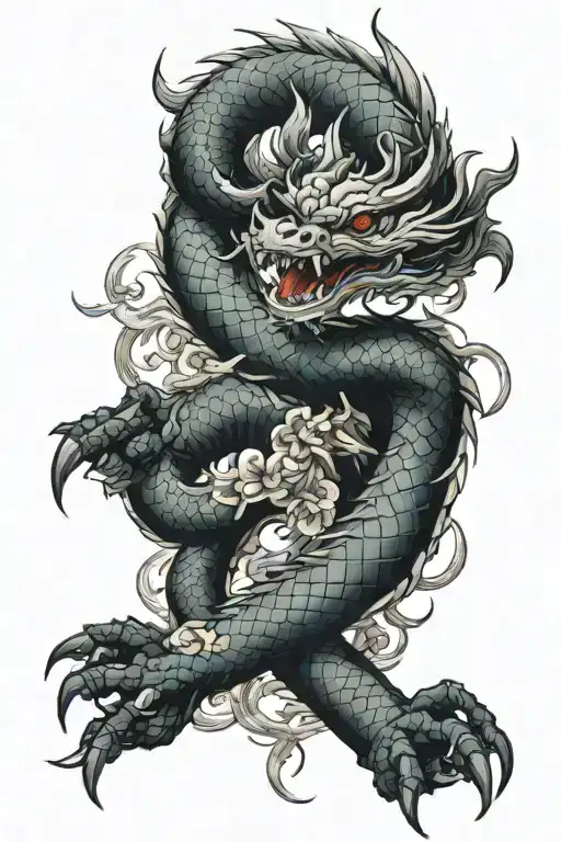 Simple Dragon Wrapped Around Forearm Sleeve Looking Down