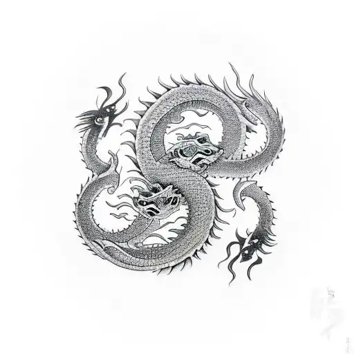 One Half Of Ying And Yang With A Dragon