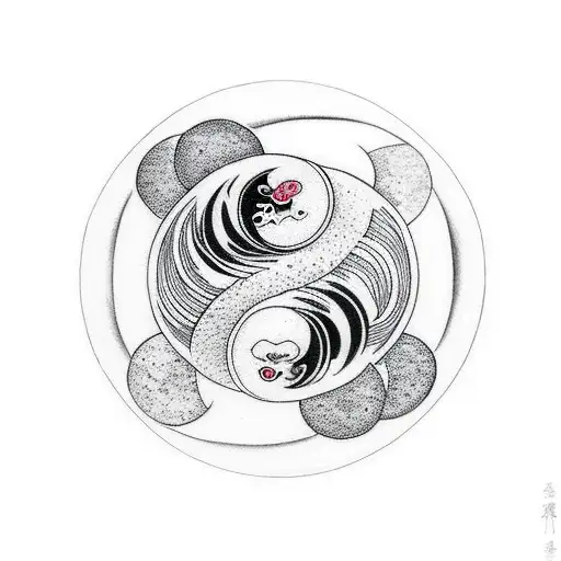 Ying And Yang Circling The Moon