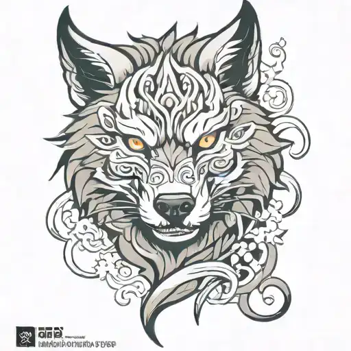 A Tattoo Design Featuring A Wolf Character From Dota In A Traditional Style