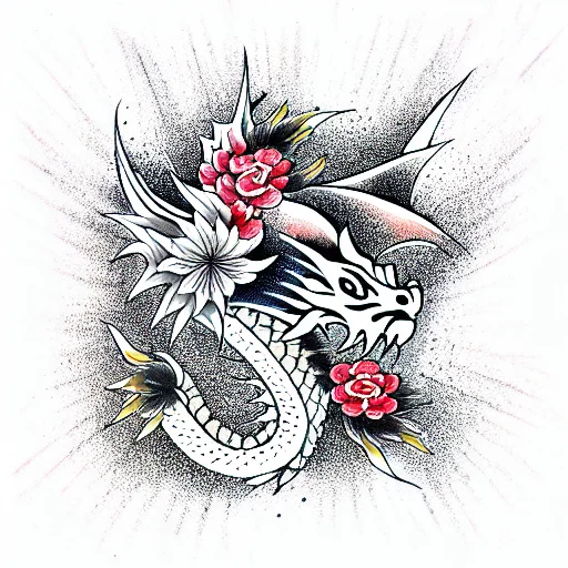 Dragon Head With Flowers