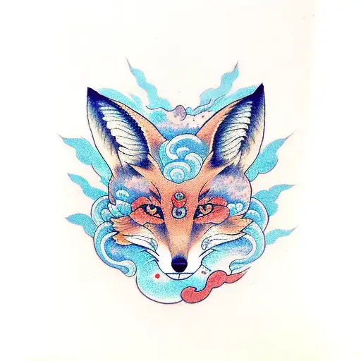 Kitsune Fox With Sakura