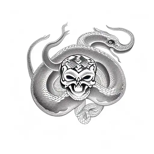 Snake Circling A Skull