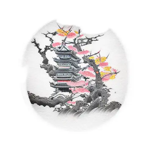 Samurai Sitting Under Cherry Blossom Tree