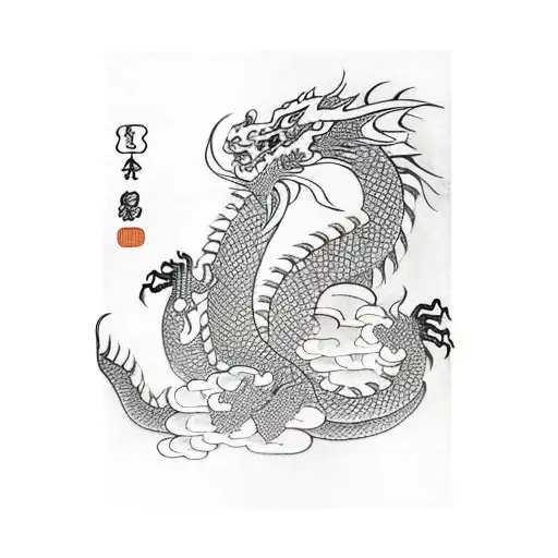 Dragon With Cherry Blossoms