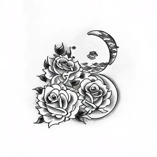 Moon And Roses