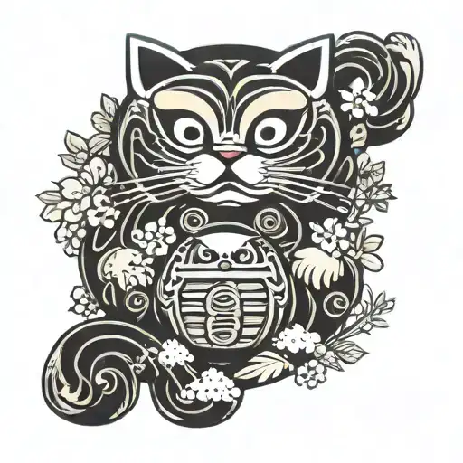 Daruma Doll And Lucky Cat