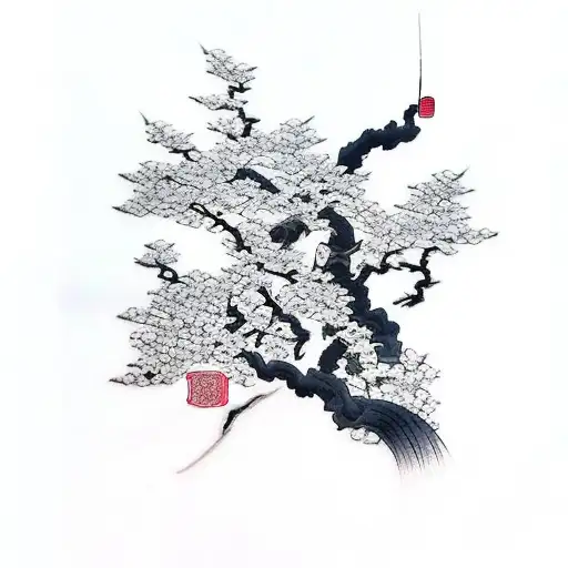 Samurai Sitting Under Cherry Blossom Tree