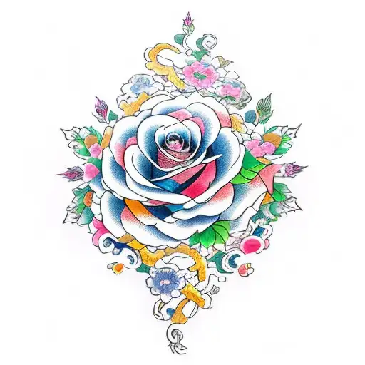 A Vibrant Bouquet Of Roses Intertwined With The Word 'Love'