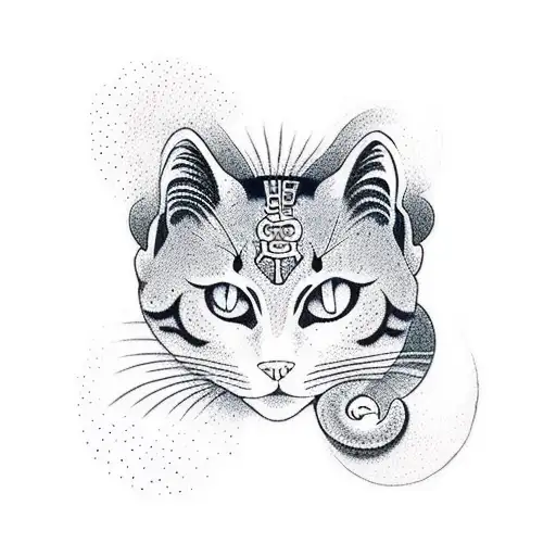 Ying And Yang Symbol Replacing The Teardrops With 2 Cats