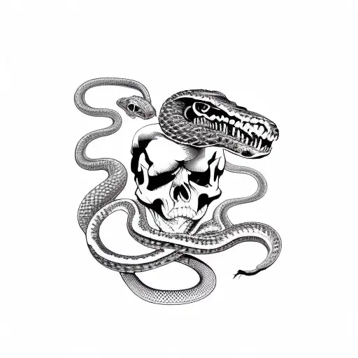 Snake Circling A Skull