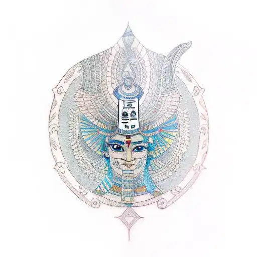 Egyptian Libra Themed Tattoo With Wife's Name Meghana