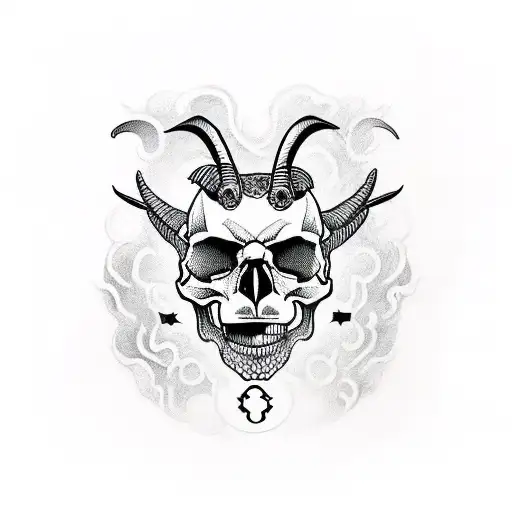 Skull Of A Goat With Pentagrama