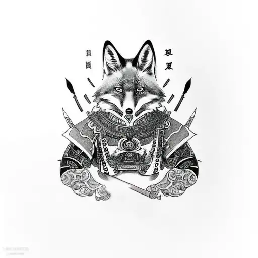 Sleeve Tattoo Samurai Playing With Fox