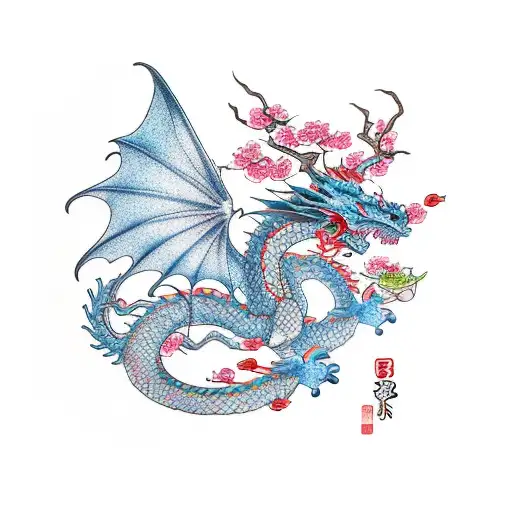 Dragon With Cherry Blossoms
