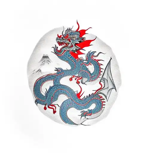 Small Vietnamese Style Dragon In Red Ink