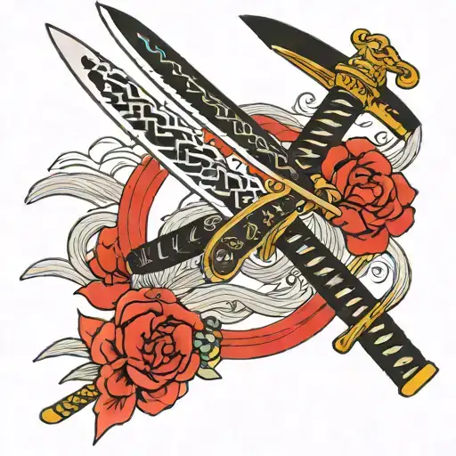 Japanese Katana In Neopunk Style