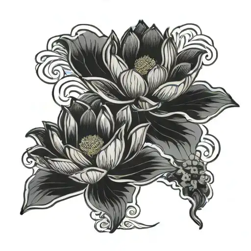 Lotus Flower Line In Blackout