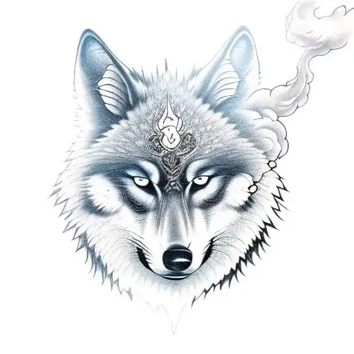 Dark Wolf Face With Smoke
