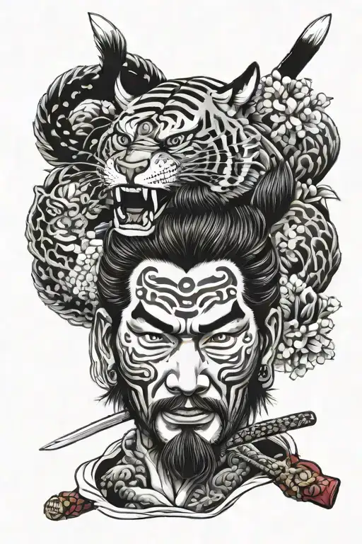 Samurai With Tiger Face