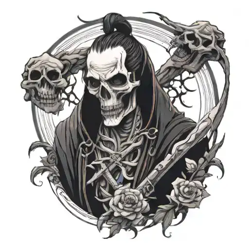 Death-themed Portrait With Subtle Hints Of Japanese Shinigami Mythology