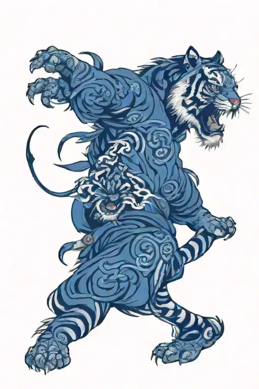 Profile Of Tiger Lunging