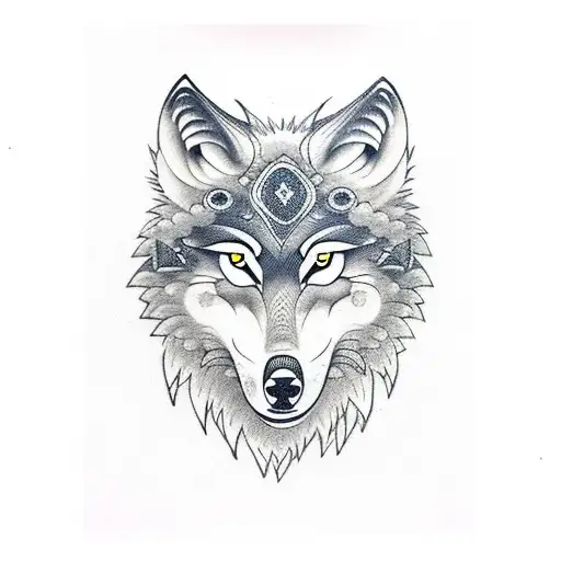 Wolf With A Viking Symbols