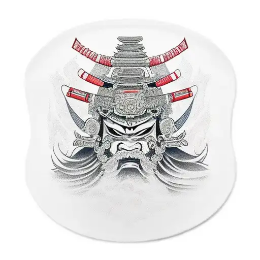 Samurai With Oni Mask Sleeve