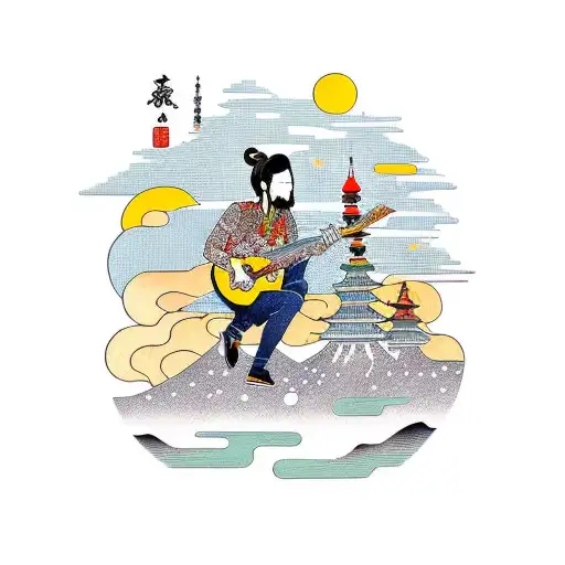 Observatory In Nature With Man Playing Guitar