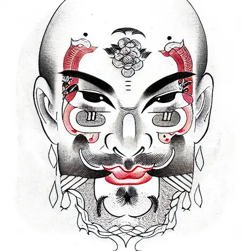 Vintage Portrait Of A Man With Tattos On His Face