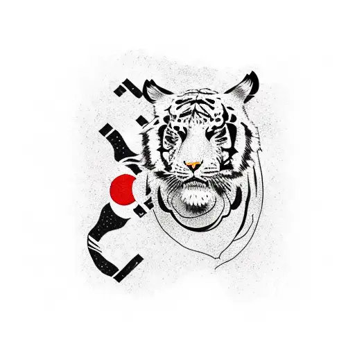Korean Flag With Tiger