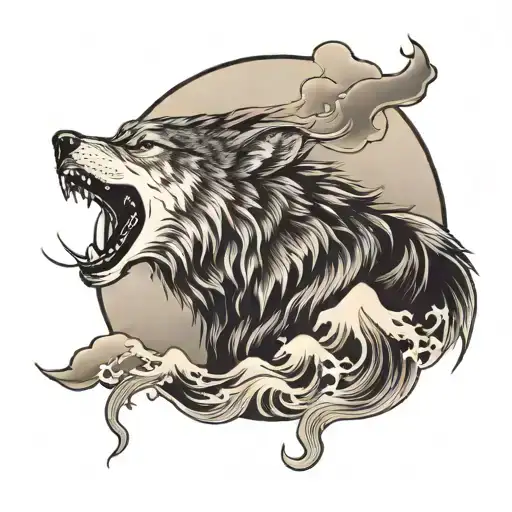 Howling Wolf In The Moon