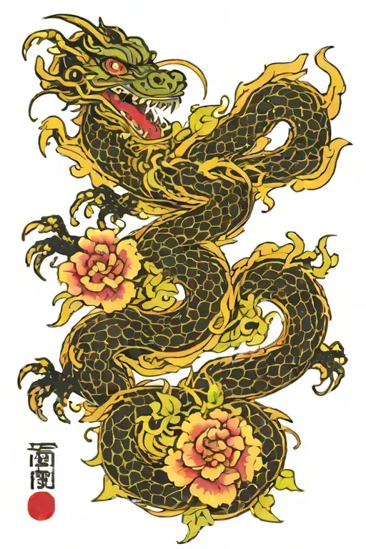 Hidden Flower Vines Dragon