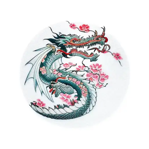 Dragon With Cherry Blossom