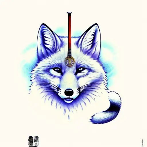 White Fox Holding Katana