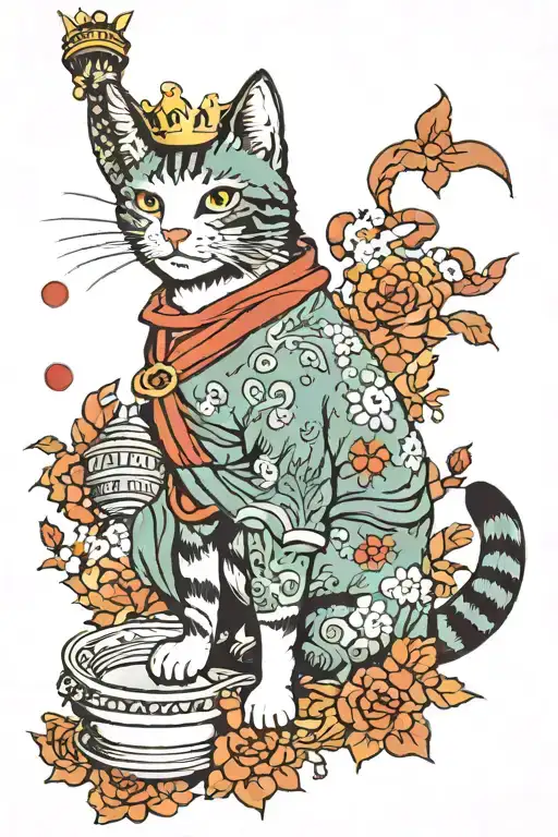 Cat Posing As The Statue Of Liberty